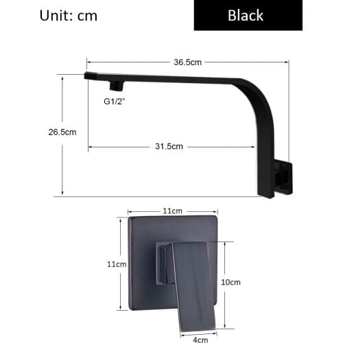 Vidric Vidric Blackend Shower Faucet Set Gooseneck Shower Arm Brass Rainfall Shower Head Embedded Box Hot Cold Water Mixer Tap S