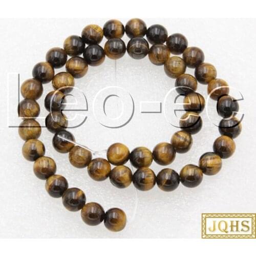 Natural 8mm round yellow Tiger Eye Stone Loose Beads for Jewelry Making Strand 15" v1637