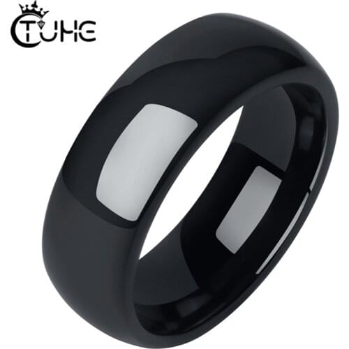 Never Fade 8MM Width Ceramic Rings for Men Women Cool Band Rings Smooth Comfortable Rings Wedding Engagement Gift Size 6-10