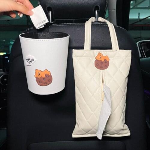 New Storage Bag Cartoon Cute Hanging Multi-functional Car Storage Trash Can Car Interior Supplies