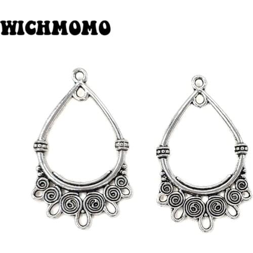 New 6pieces/bag 37*23mm Zinc Alloy Water Drop Connector Charms Linker for DIY Earrings Necklace Jewelry Accessories