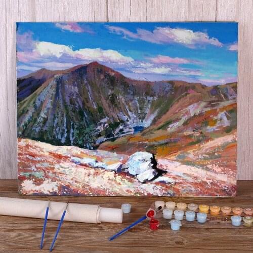 Landscape Lake Brebenscule Painting By Numbers Set Acrylic Paints 40*50 Canvas Pictures New Design For Children Handicraft