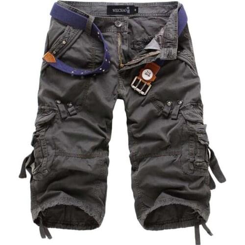 Casual Shorts Denim Jeans Loose Summer Military Army Knee Length Cargo Shorts Plus Size 40 42 Workout without belt