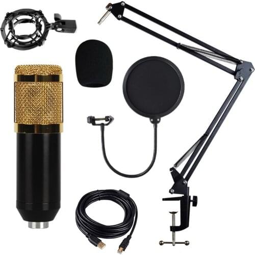 Professional Condenser USB BM828 Studio Microphone Vocal PC Recording Karaoke Microphone Set For Radio Braodcasting Mic stand