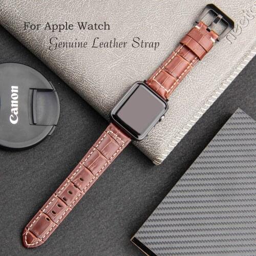 Genuine Leather Watch Band Strap for Apple Watch 6 5 4 3 2 1 SE Leather Strap for Apple Watch 44mm 40mm 42mm 38 Band Accessories
