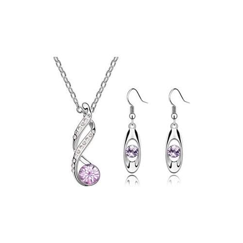 S041 Korean fashion Crystal jewely sets Necklace + Earrings Two-piece Set