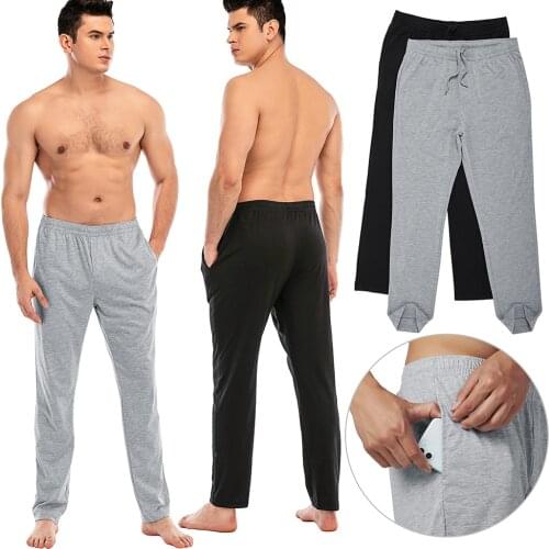 JIAOSMT Mens Pajama Pant Sleep Lounge Pants with Drawstring Trousers Solid Sleepwear Plus Size 3XL