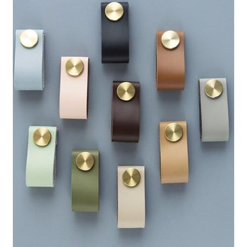 Nordic Furniture Drawer Knob Cowhide Small Cabinet Pull Knob And Handles Dresser Drawer Knobs Wardrobe Door Pulls