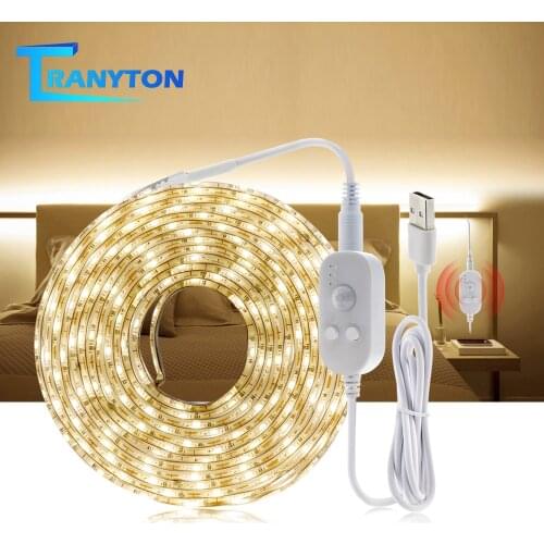 DC5V Lamp USB PIR Motion LED Backlight LED TV Kitchen Strip White Warm White Waterproof Sensor Light 3 Brightness Adjustable