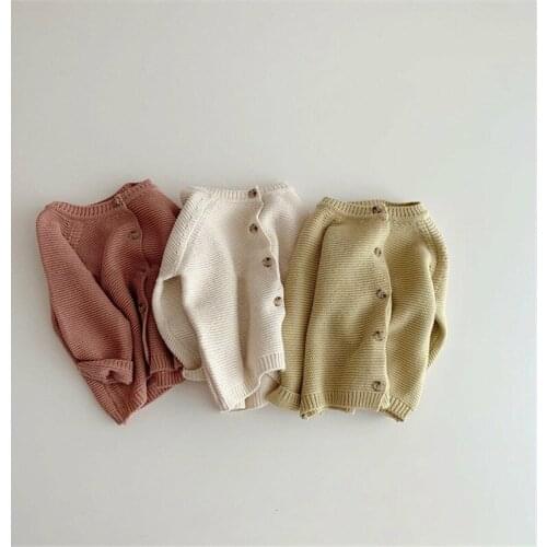 2020 Baby Sweater Sweet Color Spring And Autumn Simple Cardigan Infant Girls Knitwear Baby Boys Sweaters