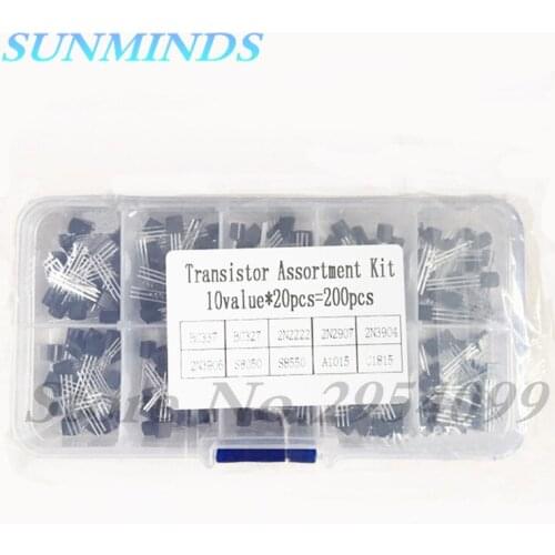 200Pcs 10 Type Transistor Assortment Kit Transistor BC337 BC327 2N2222 2N2907 2N3904 2N3906 S8050 S8550 A1015 C1815 Diy Kit