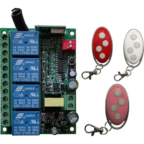 Smart Home AC110V 220V 230V 4CH 4 CH Wireless Remote Control LED Light Switch Relay Output Radio Receiver Module+Transmitter