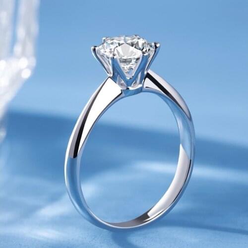 WEAINY S925 sterling silver ring 1ct Classic style Diamond jewelry Moissanite ring Wedding Party Anniversary Ring For Women