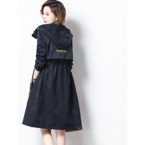 Ladies New Clothing Windbreakers 2021 Spring Autumn Hooded Long Womens Trench Coat Female Over-the-knee Casual Overwear Q26