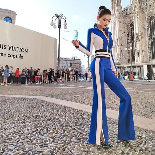 2pcs Tweed Women Fitting Casual Suit Set High Waist Short Crop Zipper Top Split Flare Pants