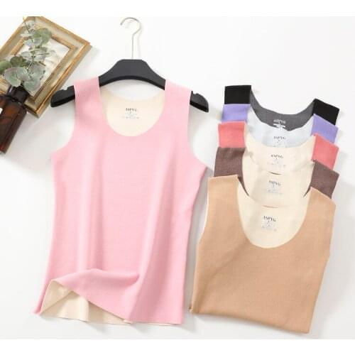Winter de velvet plus size vest female elastic heating ab velvet double-sided warm inner wear round neck bottoming vest