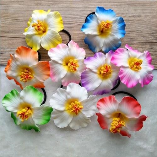 10 pcs Hula Girls wedding bride Foam Hawaiian bridal hair clip 9cm you pick flower jewelry hair rope black Frangipani flower