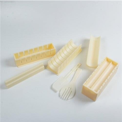 10pcs DIY Cooking Tools Sushi Kit Home Kitchen Healthy Sushi Roll Maker Sushi Tools Kit Creamy-white Red