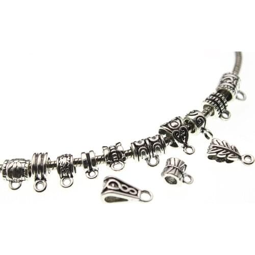 30pcs/lot Antique Silver Clip Bail Beads Pendant Clasp Necklace Connector Bail Beads For Jewelry Making Findings DIY Supplies