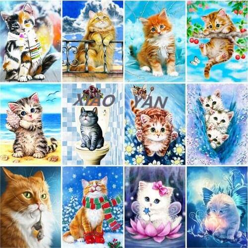 5D DIY Diamond Painting Full Square Cat Rhinestones Pictures Diamond Embroidery Animals Mosaic Sale Home Decoration