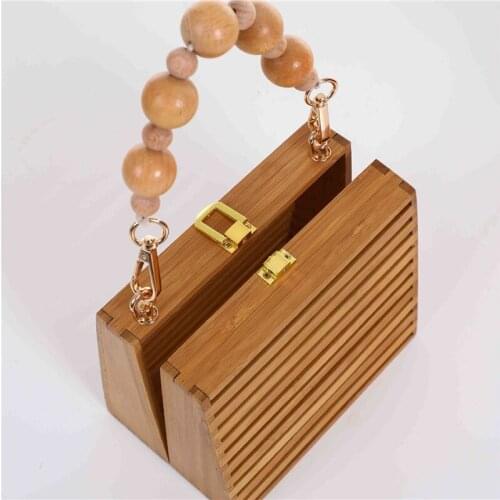 Bamboo Handbag For Women Totes 2020 Hollow Summer Beach Bag Bamboo Clutch Bag