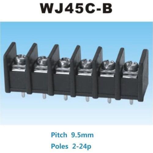 2/5pcs Barrier Screw Terminal Block pitch 9.5mm Straight Pin 2P 3P 4P 5P 6P bornier blocks connector morsettiera 300V 25A 12AWG
