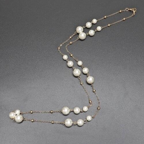White Pearl Beaded Metal Sunglass Rope Eyeglass Chains Reading Glasses Chain Cord Holder Neck Strap