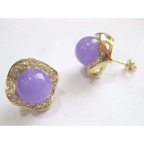 Free Shipping Genuine Natural Purple Quartzite stone Earring