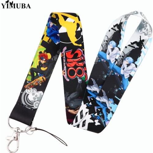 Anime SK∞ SK8 the Infinity Lanyards Keychain Reki Langa Miya Cherry Blossom Cartoon Print Ribbon Keyring Cell Phone Neck Straps