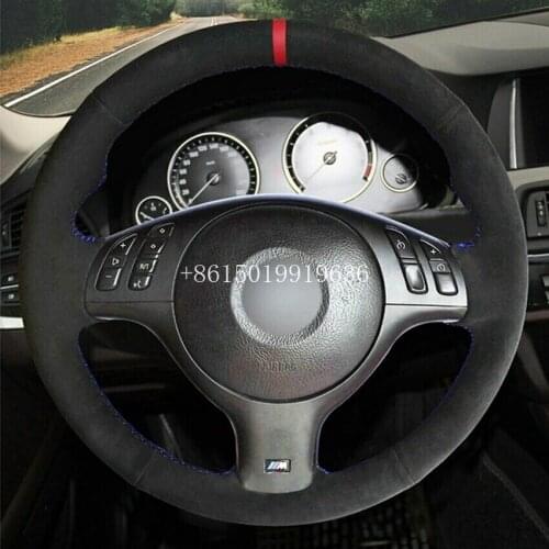 Black Suede Car Steering Wheel Cover for BMW E39 E46 330i 330Ci 525i 530i 540i M3