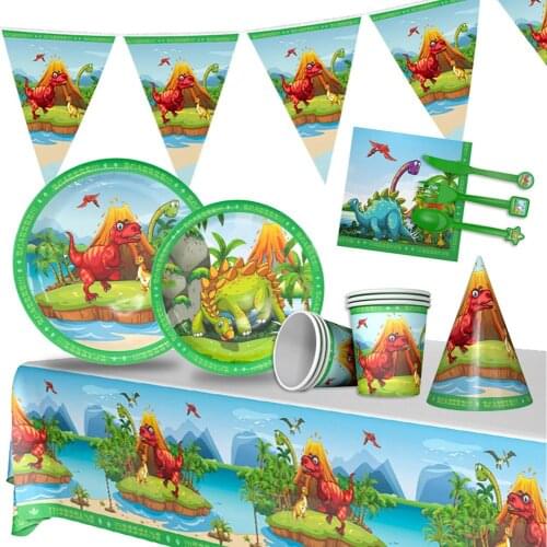 Dinosaur Theme Tableware Paper Plate Cup Napkins Boy Happy Birthday Party Decor Kids Jurassic World Party Jungle Safari Birthday