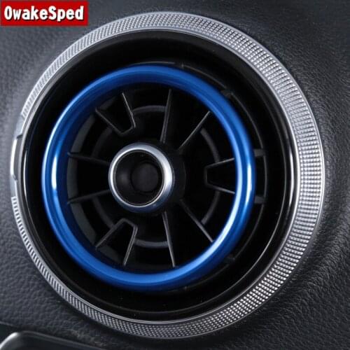 For Audi A3 8V 2013-2019 Interior Red Blue Silver Air Vents Circle Decals Center Console Air Conditioner Outlet Frame Cover Trim