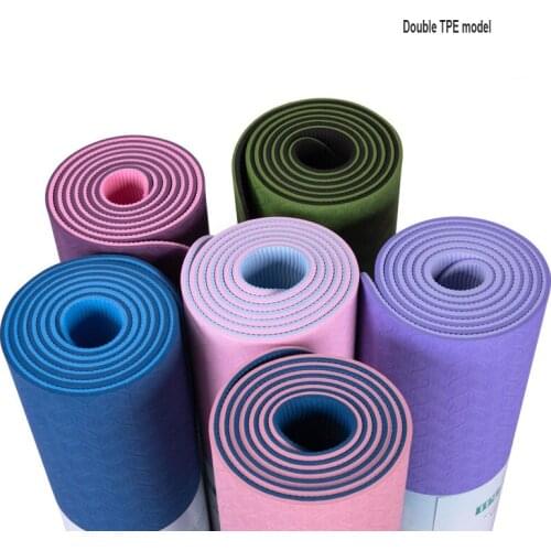 Dual Color 1830x610x6mm TPE Yoga Mat For Beginners Yoga Exercise Pad Non-Slip Gymnastics Mat with Position Line
