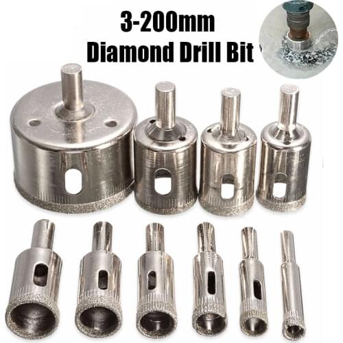 3-200mm Glass Core Hole Saw Openner Diamond Drill Bits Core Bit Use for Ceramic Tile Marble Granite Electric Power Drilling Tool