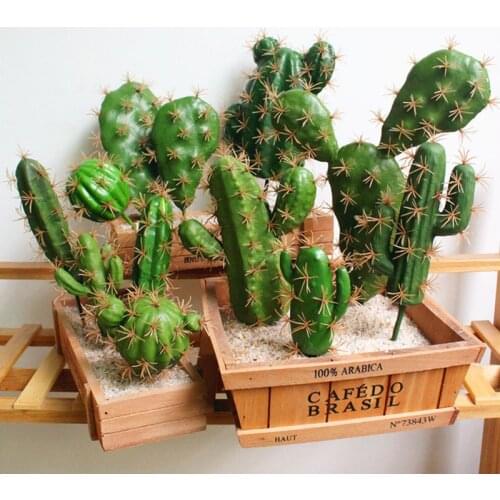 Cactus Artificial Succulents Fake Plastic Opuntia Faux Green Desert Plants Large Flower Arrangement Home Garden Decoration