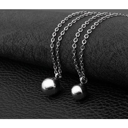 Classic 10mm 12mm Beads Ball Stainless Steel Pendant Necklace Women Vintage Bridal Wedding Jewelry Anniversary Gift for Girl