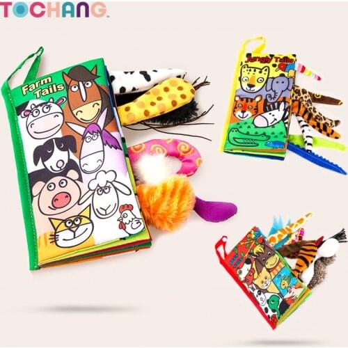 Soft Tails Animals Book Baby Toys Black White Early Learning Education Toys For Children Cloth Rustle Books For Infant