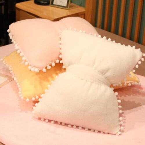 Colorful Kids Toy Bowknot Pillows With Blanket Plush Cushion Decorative Soft Bow For Girls Room