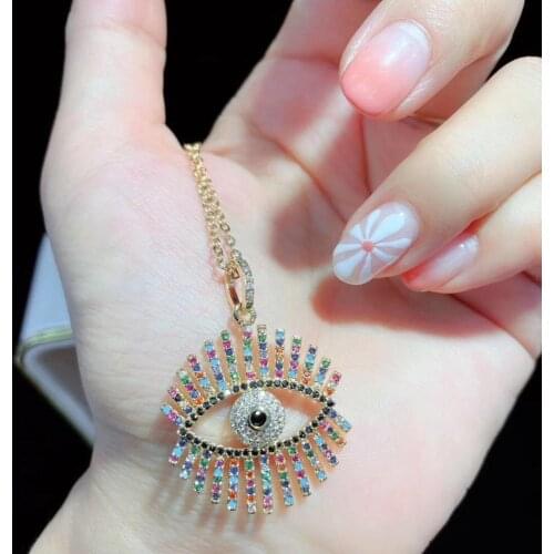 ST029 Exquisite Colorful Evil Eye Charm Cubic Zirconia Pendant Jewelry Findings And Evil Eye Necklace Fashion Necklace Jewelry