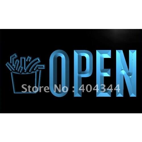 LK814- OPEN Fries French Food Fast NEW LED Neon Light Sign home decor crafts