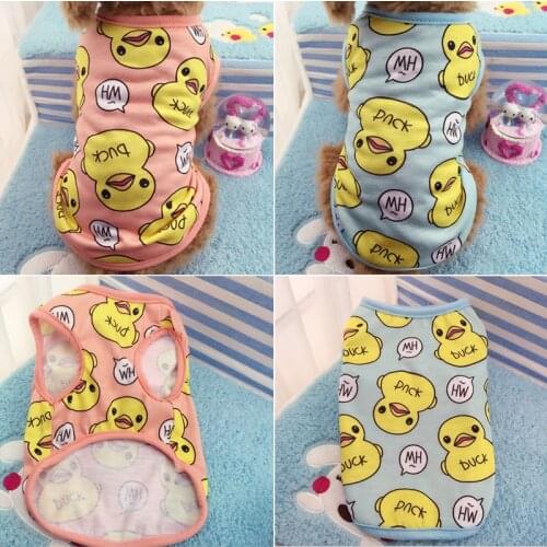 Cute Pet Dog Clothes For Small Dogs Duck Printed Spring Puppy Cat Cotton T-shirt Vest Summer Pet Clothing Chihuahua Pug Shirts