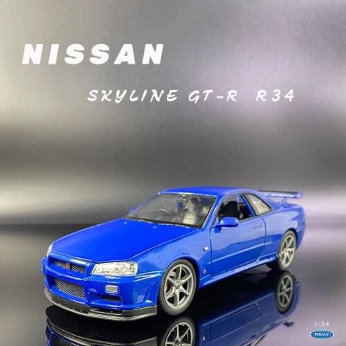 WELLY 1:24 New Blue Nissan Skyline GTR (R34) Car model alloy collection gift toy Boy gift