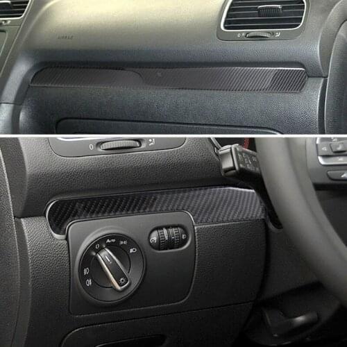 Car Carbon Fiber Center Control Dashboard Panel Strip Cover Sticker Trim For VW Golf 6 MK6 2010 2011 2012 2013