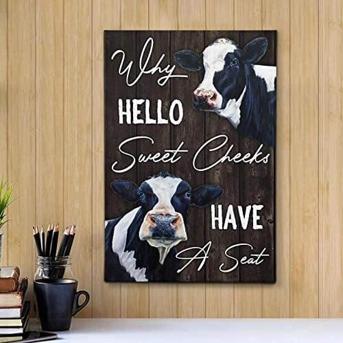 Have A Seat Dairy Cattle Wall Art Funny Cow Wall Art Home Living Bathroom Restroom Toilet Decor Metal Tin Sign 8x12 inch
