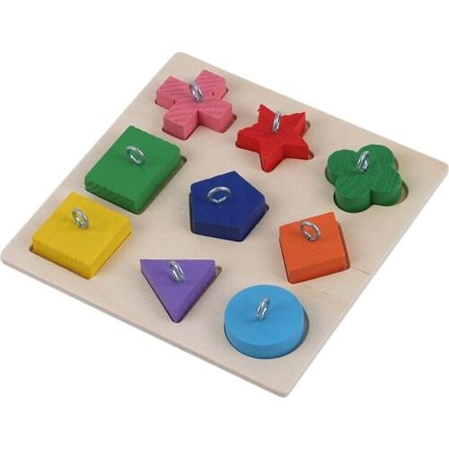 Parrot Training Toy Nine-color Colored Wooden Block Educational Toys DIY Toy Accessories For Pet