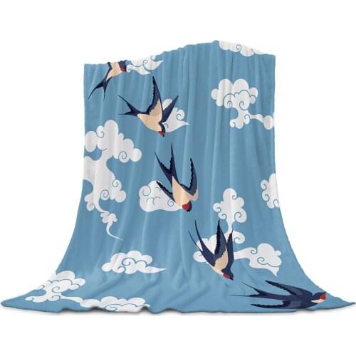 Chinese Style Auspicious Clouds Swallow Blankets for Beds Home Bedspread Travel Flannel Blanket Throw Blanket for Sofa