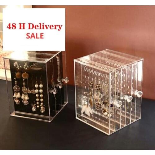 Transparent Jewelry Storage Box Earring Display Stand Storage Box Organizer Drawer Storage Rack Necklace Jewelry Display Cabinet