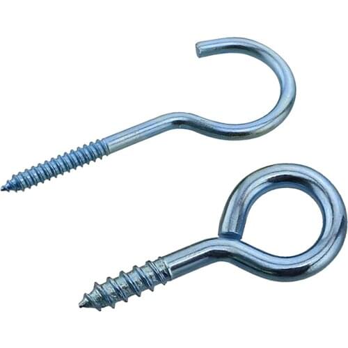 Screw Hook Eye Ring Hook Sheep Eye Screws Thread Peg Self-tapping Screws 0#~16# Carbon Steel Blue Zinc Plated