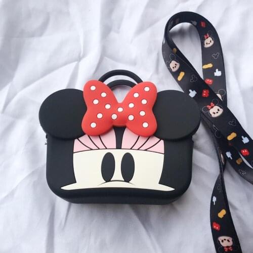 Disney cartoon silicone Messenger shoulder bag backpack Mickey Mouse adjustable messenger coin bag Dot Minnie storage bag