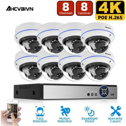 8CH 4K POE NVR Kit H.265 CCTV Security System 8MP Outdoor Waterproof POE IP Camera Audio Record Video Surveillance Set